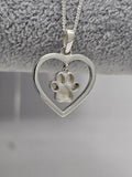 Hanging Heart Paw Pendant