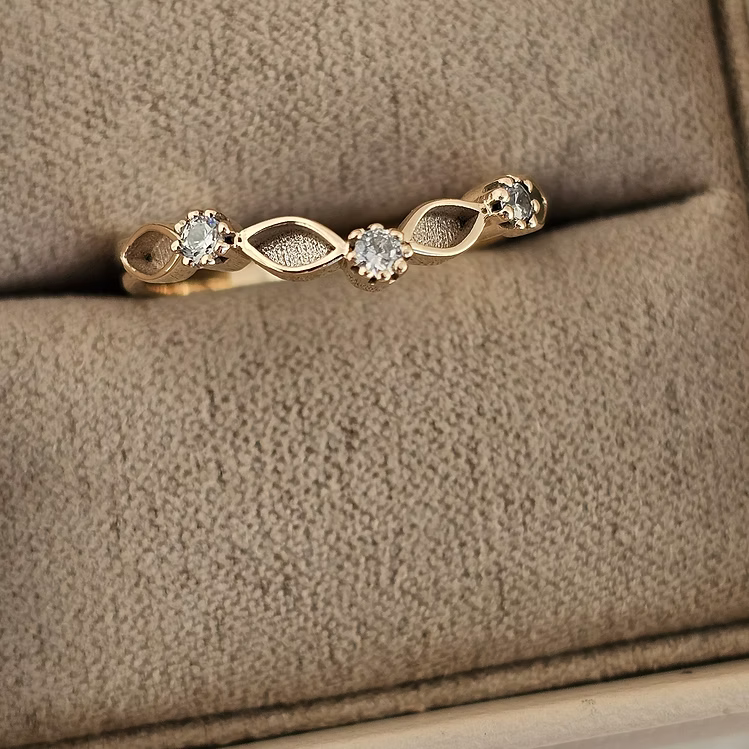 Half Marquise Wishbone 9K Ring