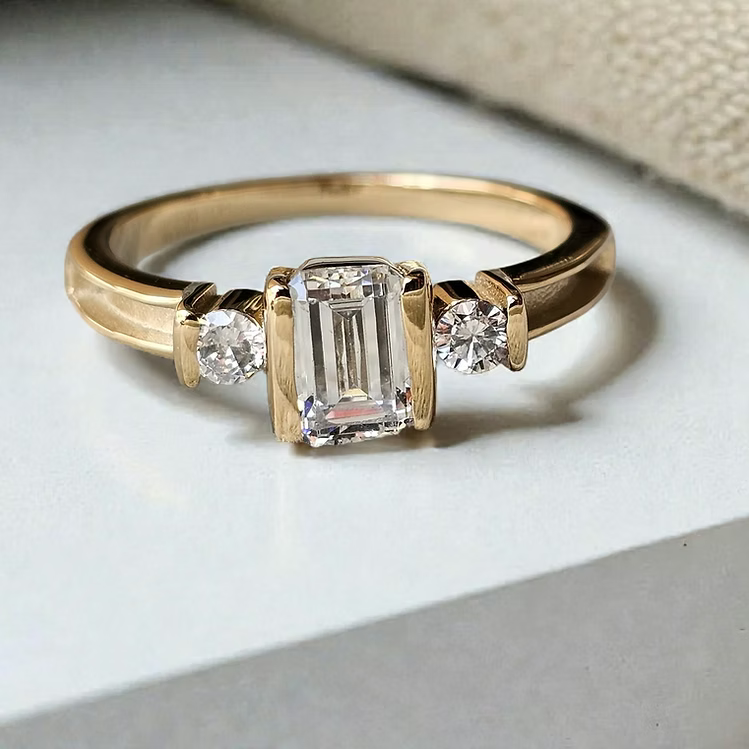 Emerald Cut 9K Ring