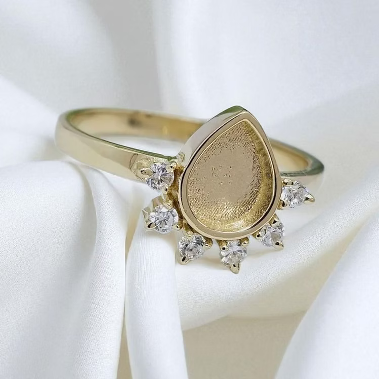 Teardrop Half Halo 9K Ring