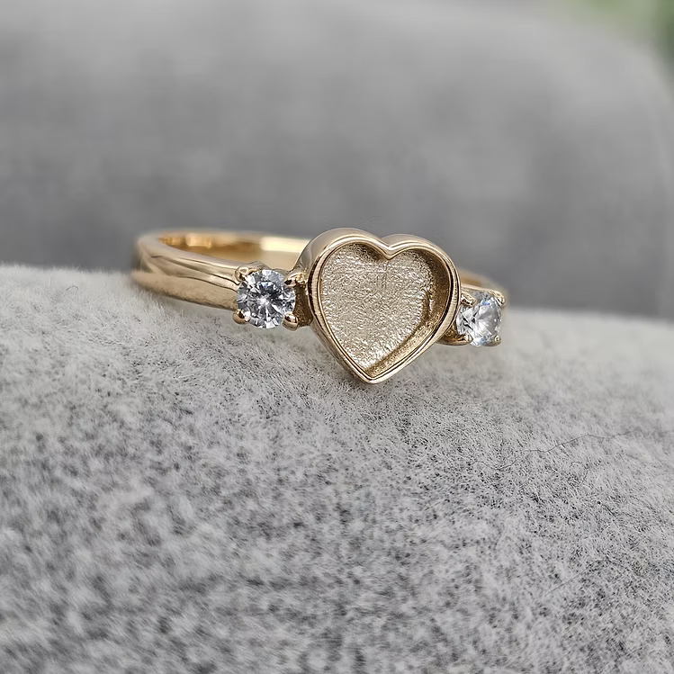 Heart Double Gem 9K Ring
