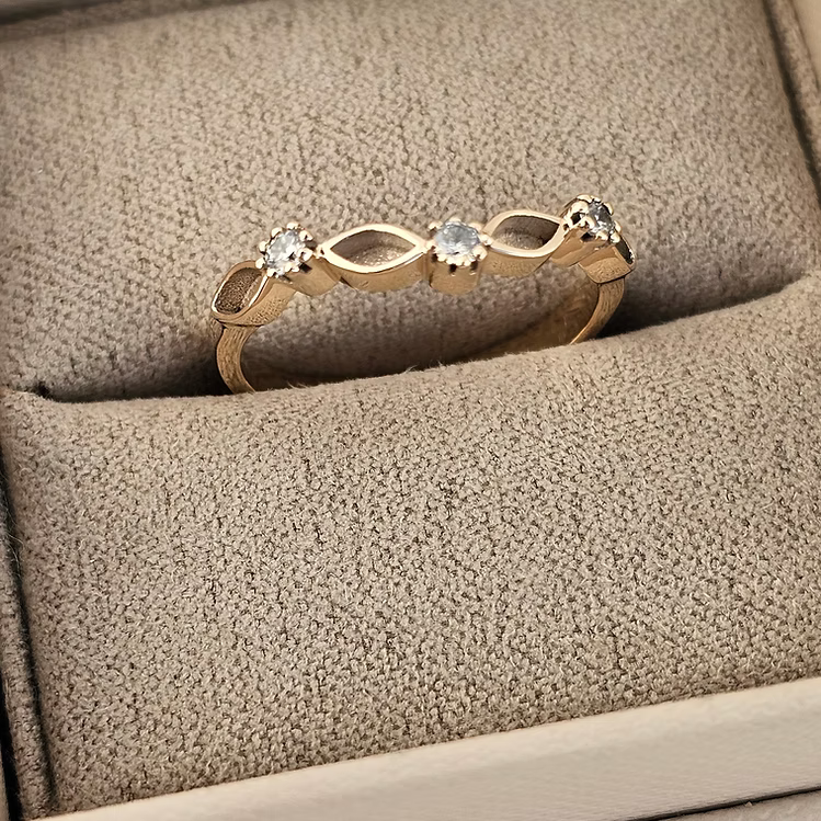 Half Marquise Wishbone 9K Ring