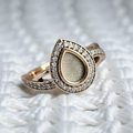 Pear Cross Pave 9K Ring