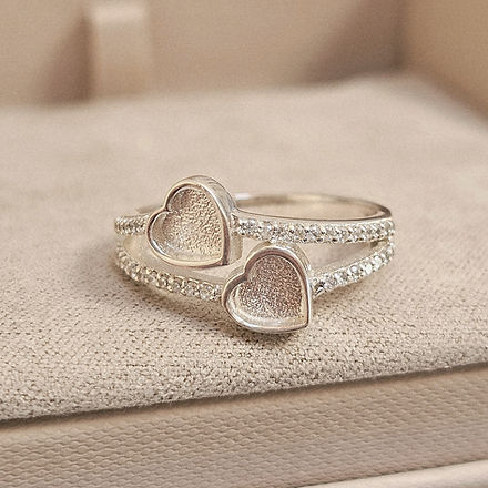 Twin heart CZ ring