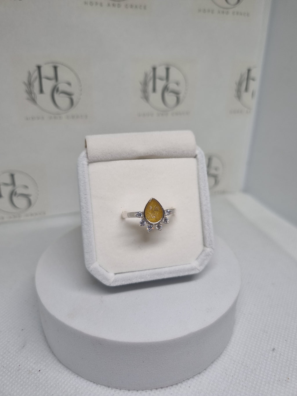 Teardrop Half Halo Ring