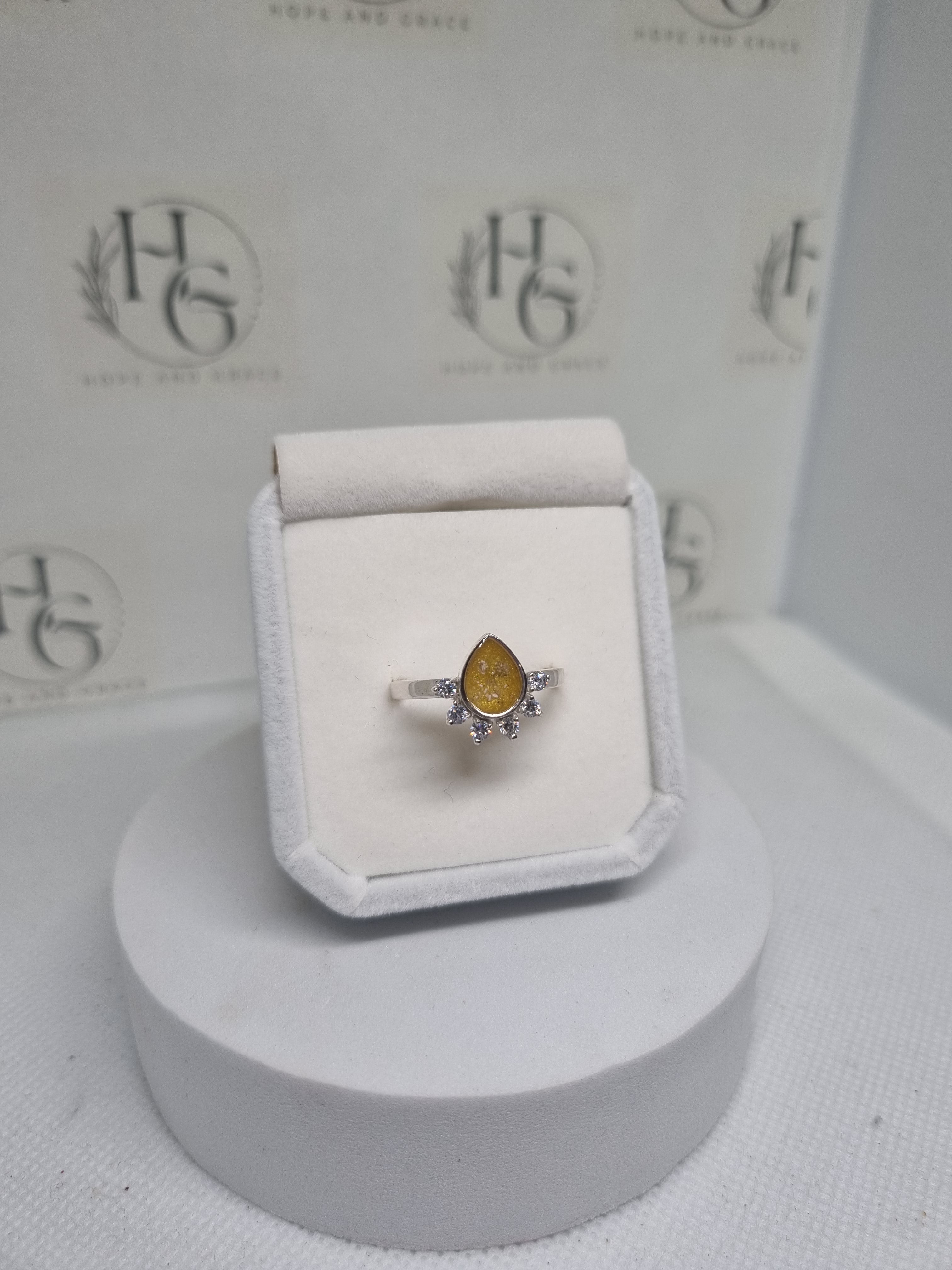 Teardrop Half Halo Ring